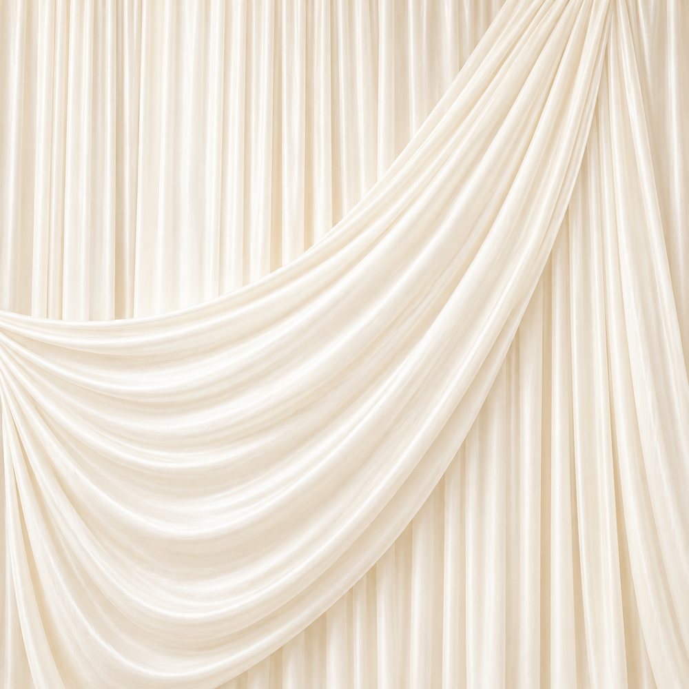 Printed ivory draped curtain backdrop