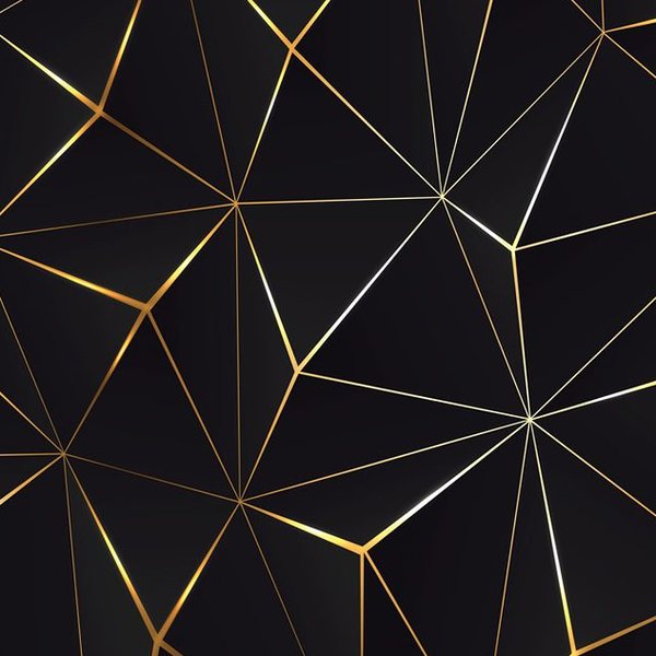 Black backdrop with gold geometric linework